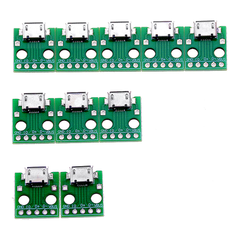 Conector MICRO USB A Adaptador DIP, conector hembra de 5 pines, convertidor para placa de circuito impreso tipo B, placa base SMT, 10 Uds. ► Foto 1/6