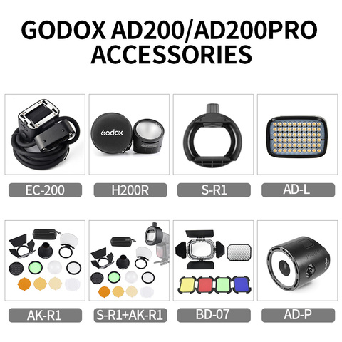 Godox S-R1 AK-R1 H200R BD-07 EC-200 adaptador Flash Speedlight, puerta de Granero, Snoot, Reflector de filtro de Color para AD200 PRO ► Foto 1/6