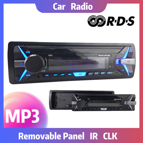 Radio MP3 desmontable RDS para coche, reproductor MP3, 1 Din, estéreo, Bluetooth, manos libres, FM, Aux, USB, SD ► Foto 1/6