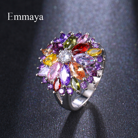 Emmaya vestido encantador para las mujeres y las niñas anillo flor colorida forma de la flor púrpura Zirconia alrededor encantadora boda-regalo de boda ► Foto 1/5