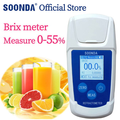 Digital Brix refractómetro medidor bebida de jugo de fruta cerveza Sprite azúcar Tester medidor de azúcar contenido instrumento de medición de 55%/32% ► Foto 1/6