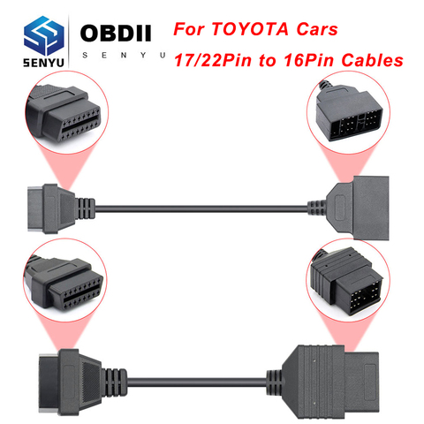 Adaptador de conector de 16 pines para coche Toyota, herramienta automática de diagnóstico de automóvil para MINI VCI J2534 Tis teacstream OBD 2 OBD2, 17/22 Pin OBD ► Foto 1/6