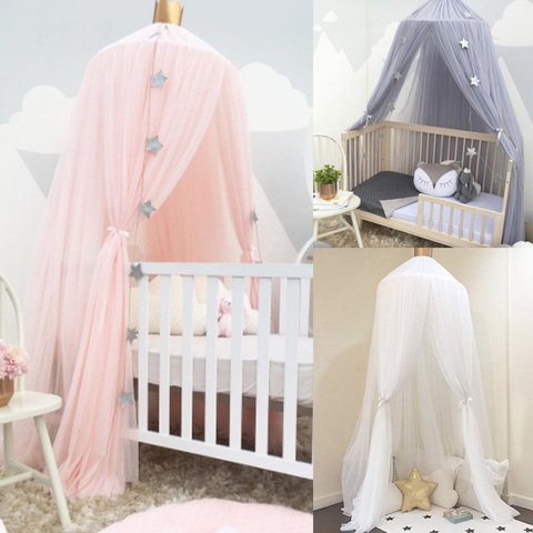 Mosquitera con estrellas gratis, carpa colgante para cama de bebé, dosel de cuna, cortinas de tul para dormitorio, casa de juegos, tienda para habitación de niños ► Foto 1/6