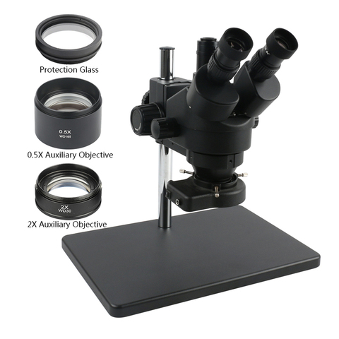 Microscopio Trinocular con Zoom continuo 3.5X 7X 45X 90X, microscopio Trinocular Focal, lámpara de anillo de 56 LED para soldadura con Chip de teléfono REPARACIÓN DE PCB ► Foto 1/6