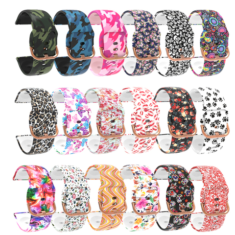 Correa de silicona con estampado para Samsung Galaxy Watch, banda de silicona con estampado de 20mm y 22mm para reloj Samsung Galaxy Watch de 42mm Active 2, pulsera de 40mm para Gear S2 Amazfit bip ► Foto 1/6