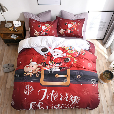 Aggcual-Juego de cama de Navidad, doble decoración de cama para hogar, conjunto de funda de edredón de Santa Claus, tamaño de EE. UU., regalo de Navidad, cubierta de edredón de calidad be106 ► Foto 1/5