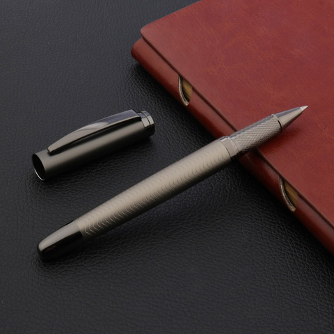Bolígrafo De Bola metálico de alta calidad, pluma de tinta de onda cepillada gris y negro, suministros de oficina y escuela, 2022 ► Foto 1/6