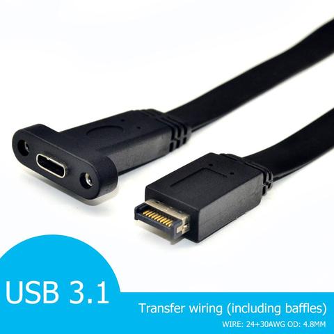 Cabecera de Panel frontal USB 3,1 tipo E M a tipo C F, Cable de expansión de placa base, conexión y conector de ordenador ► Foto 1/6