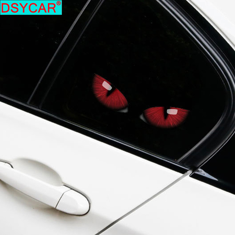 DSYCAR-pegatina de vinilo 3D de Ojos de gato de simulación para espejo retrovisor, decoración de ventanas para la cabeza del motor del coche, 12x9cm ► Foto 1/6