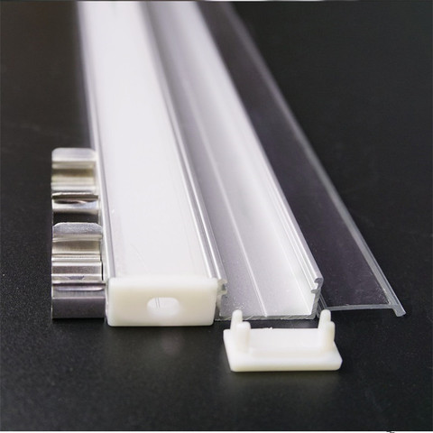 Carcasa de luz de barra difusora, Perfil de aluminio led plano tipo U de 40cm/ 50cm, alto y delgado de 8,5mm, 16mm, doble fila de ancho, pcb led ► Foto 1/6