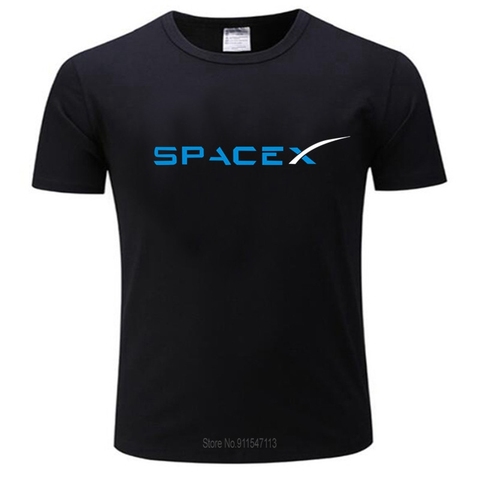 SpaceX-camiseta negra con Logo de Space X para hombre, camiseta Popular para novio, camiseta de talla grande, Camiseta de algodón a la moda, envío directo ► Foto 1/2