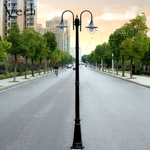 Lámpara de jardín de estilo europeo, farola de exterior impermeable para el hogar, doble cabeza, poste alto, paisaje ► Foto 1/6