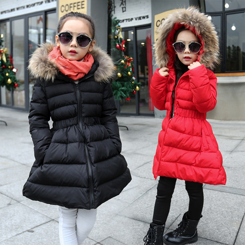 Chaquetas cálidas de invierno para niña, Parkas a la moda con cuello de pelo grueso para niña, abrigos de otoño para niña de 5 a 8 años, 10 años ► Foto 1/6