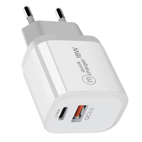 Cargador USB Dual 18W PD QC 3,0 de carga rápida EU US EU AU enchufe para iPhone X 8 plus Note 9 10 adaptador de alimentación para teléfono móvil ► Foto 1/6