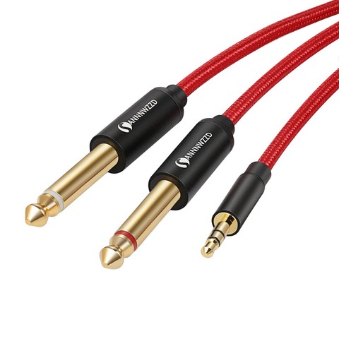 Cable Jack de 3,5mm a doble Cable auxiliar de 6,35mm, 2 Jack mono de 6,5 a 3,5 macho para altavoz amplificador mezclador, Cable divisor de Jack de 6,5mm 3,5 ► Foto 1/6