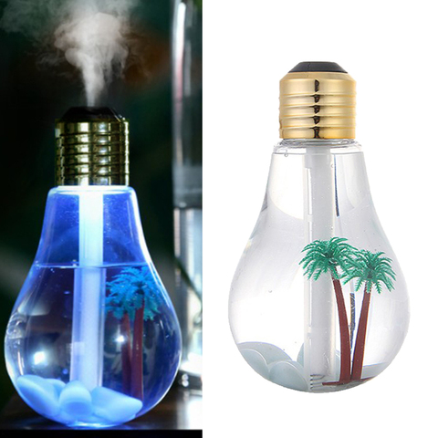 Humidificador con bombilla de luz colorida, difusor de aceite esencial de 400ML, atomizador recargable por USB para el hogar, dormitorio y oficina ► Foto 1/6