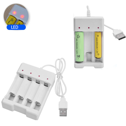 Salida USB Universal adaptador de cargador de batería con ranura de 3/4 para AA/AAA batería recargable de carga rápida herramientas de carga de batería ► Foto 1/6