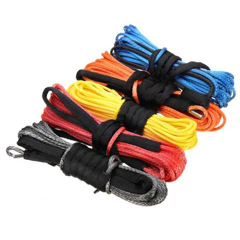 Cable de remolque de 15m 5mm/5,5mm/6mm, cuerda de Cable, línea de cuerda de fibra sintética 5500lbs/7000lbs/7700lbs para Jeep ATV UTV SUV 4X4 4WD ► Foto 1/6