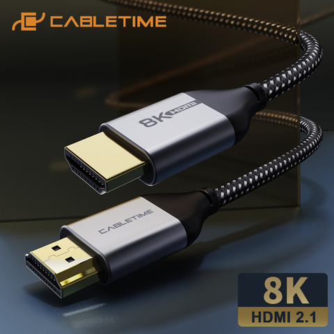 CABLETIME 8K HDMI 2,1 Cable de 8K/60Hz 4K/144Hz 48Gbps Ultra-Slim Coaxial Cable HDMI de Video para PS4 Macbook aire televisores de 8K HDMI C326 ► Foto 1/6