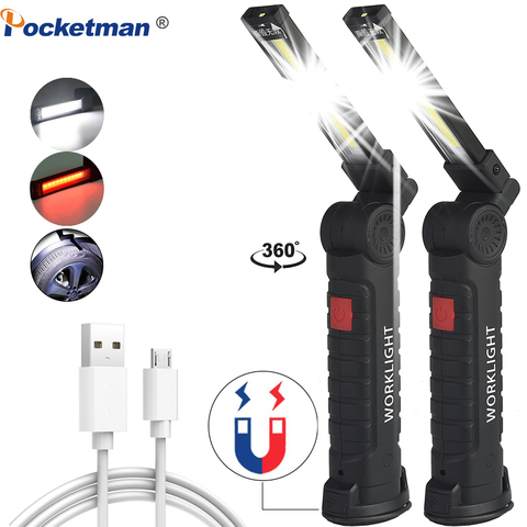 Linterna LED COB Ultra brillante, 12000LM, magnética, 5 modos, recargable vía USB, impermeable, para reparación de automóviles y acampada ► Foto 1/6