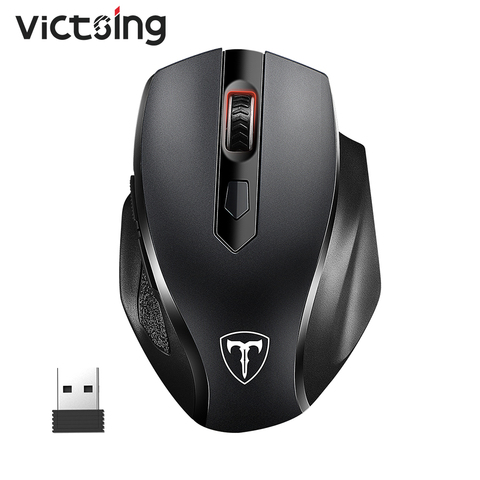 VicTsing PC073-ratón inalámbrico de 2,4 Ghz, Mouse ergonómico de tamaño completo, 6 botones, 2400 DPI, con receptor USB para PC, portátil y ordenador ► Foto 1/6