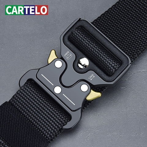 CARTELO-cinturón táctico de metal para hombre, cinturón táctico de caza al aire libre con hebilla de aleación multifunción, de lona de alta calidad para Cuerpo de Marines ► Foto 1/6