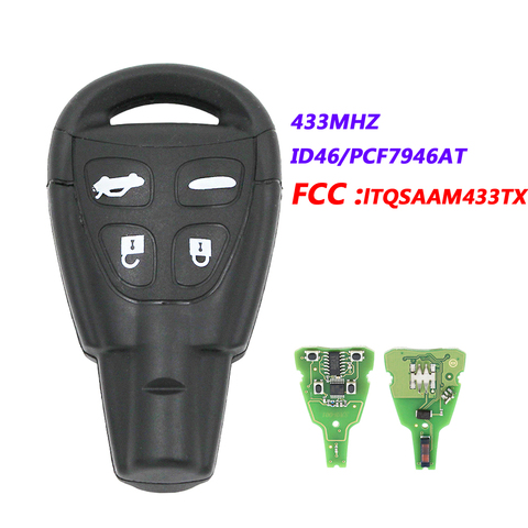 Botón 4 Control Remoto clave funda inteligente para mando a distancia de coche 433MHZ LTQSAAM433TX con la hoja sin cortar para Saab 93 95 9-3 ► Foto 1/5