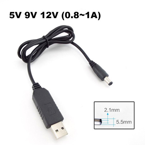 Convertidor USB DC 5V a DC 9V 12V adaptador de fuente de alimentación paso módulo Boost Cable de conexión Cable USB macho a Cable de DC 2.1x5.5mm ► Foto 1/6