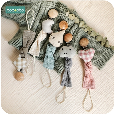 Bopoobo-cadena con Clip para chupete de bebé, tela de algodón de felpa, soporte para pezones, accesorios de alimentación para recién nacido, 1 unidad ► Foto 1/6