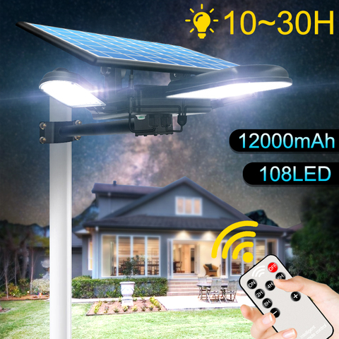 Farola Solar con Control remoto, lámpara Solar de larga duración de trabajo, iluminación de seguridad para pared de jardín y carretera, 108led ► Foto 1/6