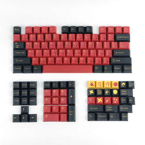 Samurai rojo PBT, 5 lados, teclas de sublimación para interruptor MX, Teclado mecánico, teclas de perfil Cherry ► Foto 1/5