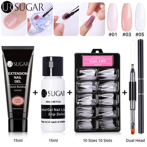 Azúcar UR-Kit de Gel acrílico para uñas, 15ml, conjunto de construcción rápida, esmalte de Gel para extensiones de uñas, esmalte de Gel acrílico para arte de uñas ► Foto 1/6