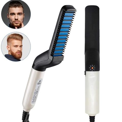 Peine cepillo de pelo multifuncional, plancha de pelo para Barba, plancha eléctrica de calor, peine alisador de barba, Peinador rápido para hombres ► Foto 1/6