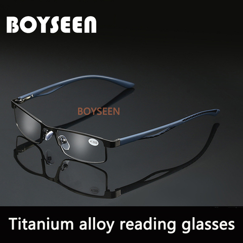 BOYSEEN-gafas de lectura de aleación de titanio para mujer, anteojos de lectura con lentes asféricos retro para negocios, graduadas para hipermetropía ► Foto 1/5