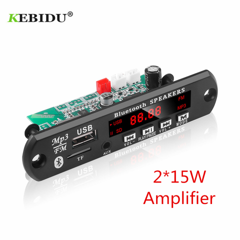 KEBIDU de Audio de coche USB TF FM módulo de Radio Bluetooth inalámbrico 12V MP3 placa decodificadora WMA soporte 2*15/25W amplificador con control remoto ► Foto 1/6