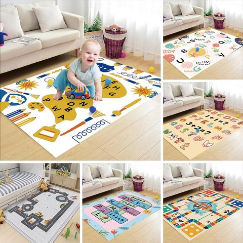 Alfombras de franela para bebés y niños, juguetes alfanumérico inglés, juegos de aprendizaje, suelo suave, para gatear ► Foto 1/6