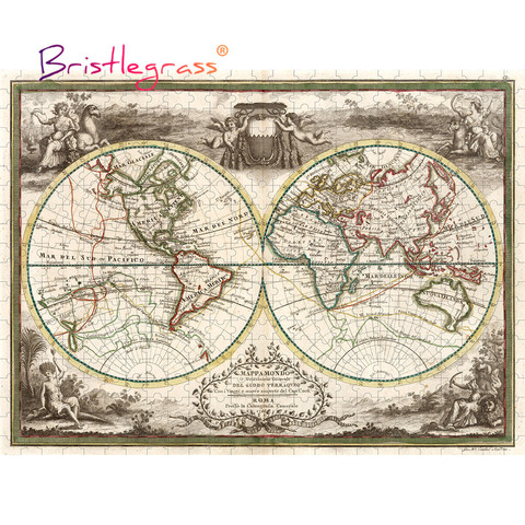 BRISTLEGRASS rompecabezas de madera 500 de 1000 piezas mapa del mundo en 1788 juguete coleccionables regalo pared pinturas decoración para el hogar ► Foto 1/6