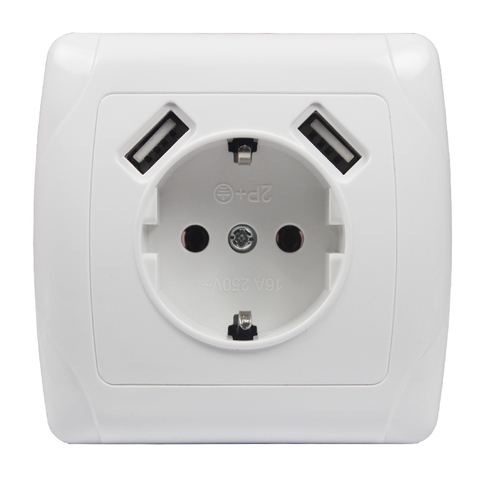 2022 la UE enchufe de puerto Dual USB hembra adaptador/cargador de pared de carga 2A adaptador/cargador de pared de salida blanco A6-01 ► Foto 1/6