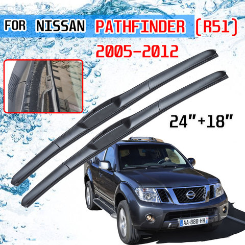 Para Nissan Pathfinder R51 2005, 2006, 2007, 2008, 2009, 2010, 2011, 2012 accesorios para el coche accesorios Limpiaparabrisas delantero cuchillas cepillos de ► Foto 1/6