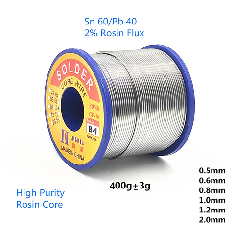 400g 0,5mm 0,8mm 1,0mm 2,0mm 60/40 Flux 2.0% estaño plomo colofonia núcleo Alambre de soldadura para reparación eléctrica, reparación de IC en Stock ► Foto 1/5