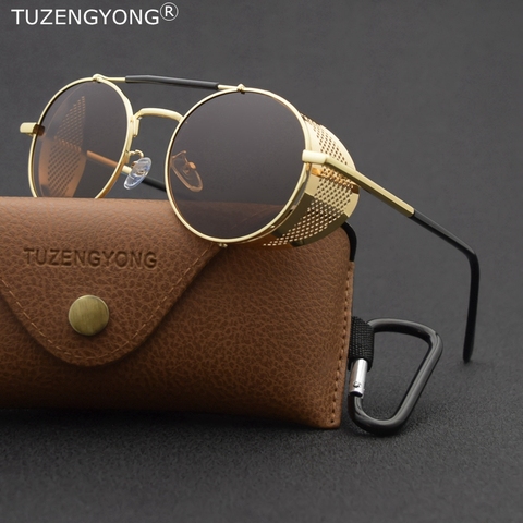 Gafas De Sol clásicas y góticas Steampunk para hombre y mujer, lentes De Sol polarizadas con marco De Metal ovalado Vintage De diseñador De marca, UV400 ► Foto 1/6