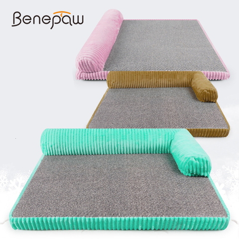 Benepaw-sofá cama suave para perros medianos y pequeños, cubierta extraíble, cojín con respaldo, fácil de limpiar ► Foto 1/6