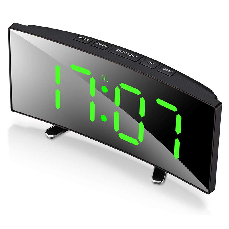 Reloj despertador Digital de 7 pulgadas, Led regulable curvo, electrónico de escritorio, Digital, para dormitorio de niños, reloj de mesa de números grandes ► Foto 1/6