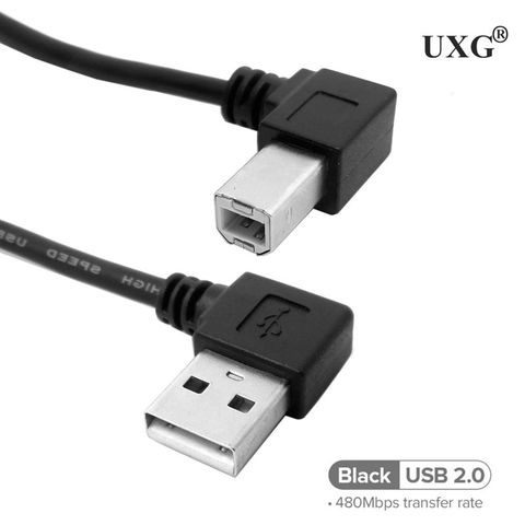 Doble codo de ángulo recto USB 2,0 macho AM a USB tipo B M, Cable de carga de datos para impresora y escáner, 50cm, 1M ► Foto 1/6