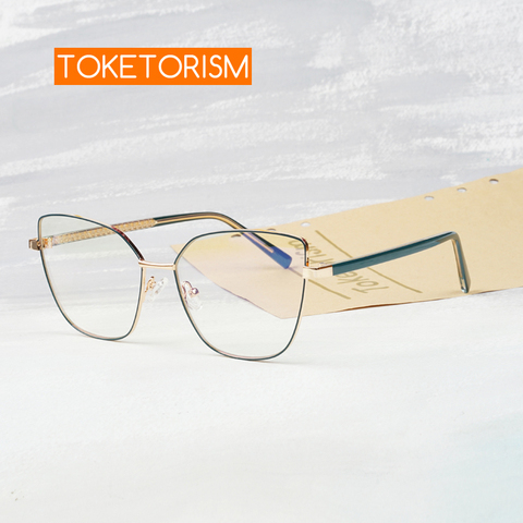 Toketorism-gafas azules de calidad para mujer, montura óptica para gafas de ordenador a la moda ► Foto 1/6