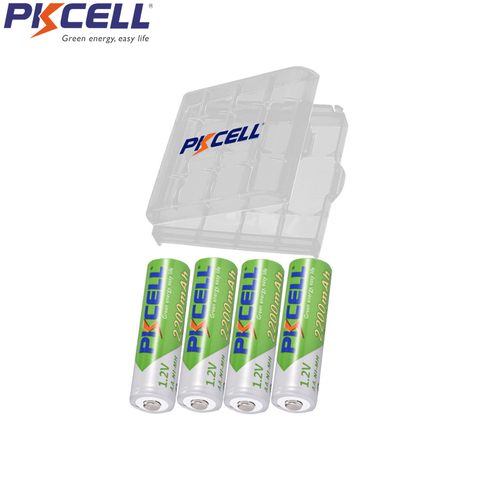 PKCELL-pilas recargables AA de 1,2 V, 2200mAh, Ni-MH, AA, baja autodescarga y batería, caja de almacenamiento, 4 Uds. ► Foto 1/6