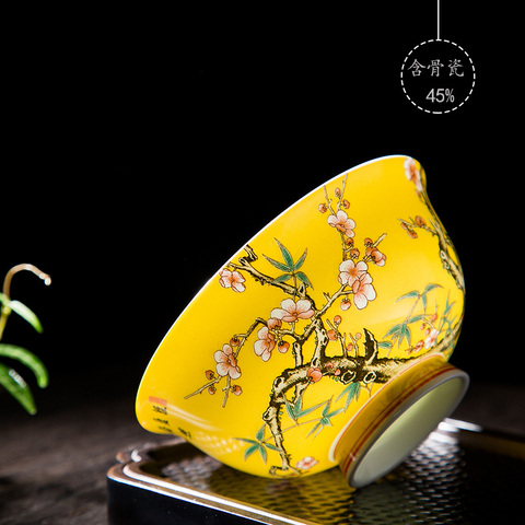 Esmalte único tazón de estilo chino Flor Retro pájaro tazón de patrón en Jingdezhen fina porcelana China vajilla de cerámica ► Foto 1/6