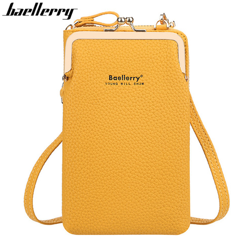 Baellerry-Bolso cruzado de piel sintética para mujer, Mini bandolera de hombro para chica, color amarillo, monedero para teléfono con cremallera ► Foto 1/6