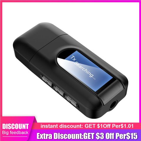 5,0 Bluetooth Adaptador inalámbrico de pantalla LCD USB Bluetooth 2in1 recibidor estéreo de Audio Transmisor para PC TV coche AUX de 3,5mm Adaptador ► Foto 1/6