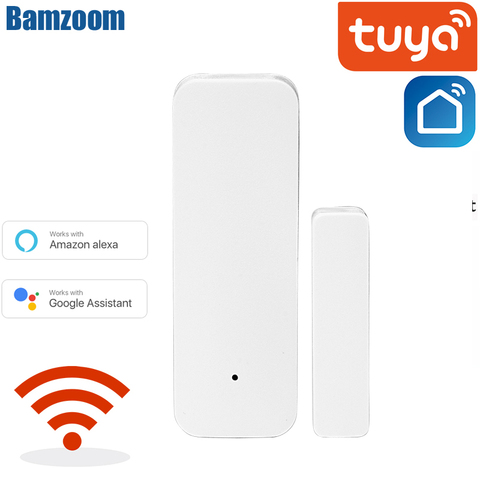 Smart Tuya WiFi puerta Sensor puerta abierta/cerrada detectores WiFi App notificación alerta alarma de seguridad soporte Alexa Google Home ► Foto 1/6